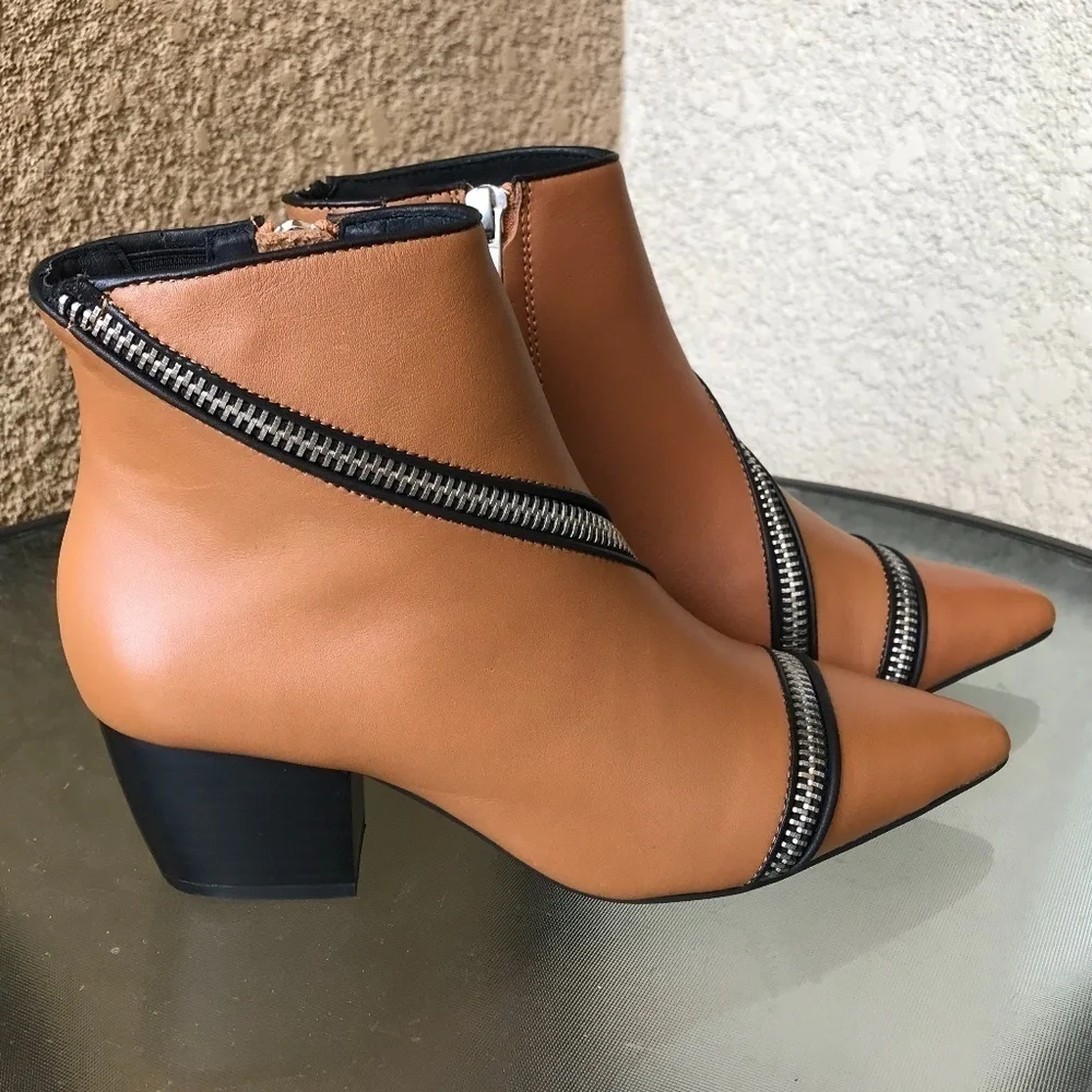 NWT SOL SANA Diego Caramel Leather Zipper Boots- 6